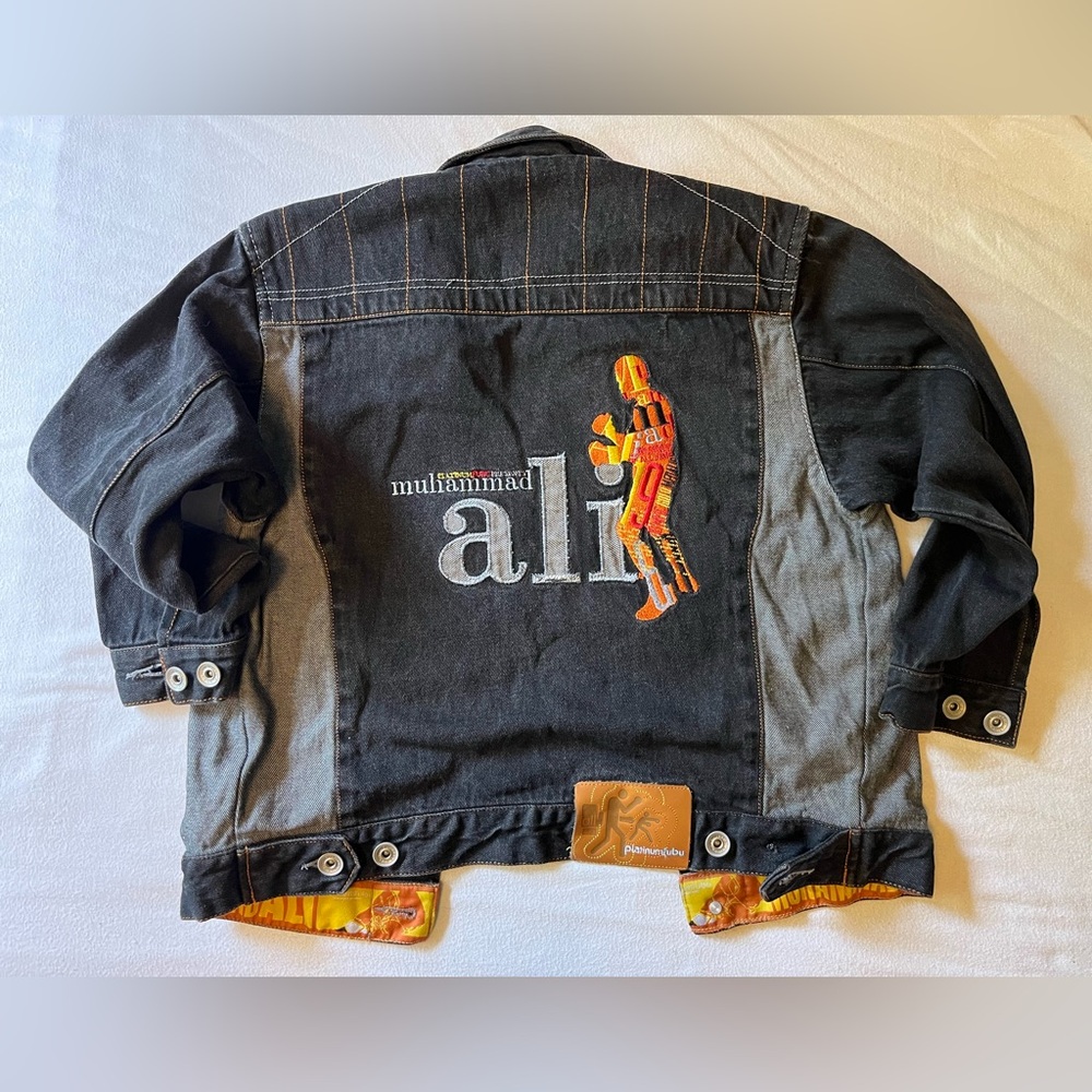 Muhammad Ali Embroidered Black Denim Jacket